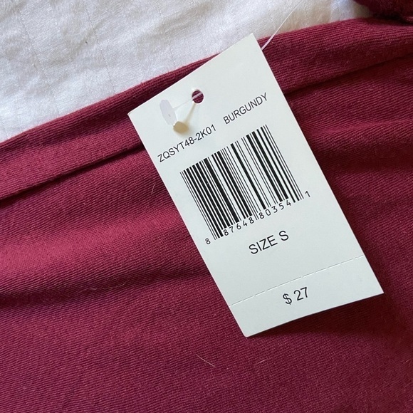 Disney's Criss-cross V-neck Short Sleeve Top in Burgundy size Small - Picture 3 of 4